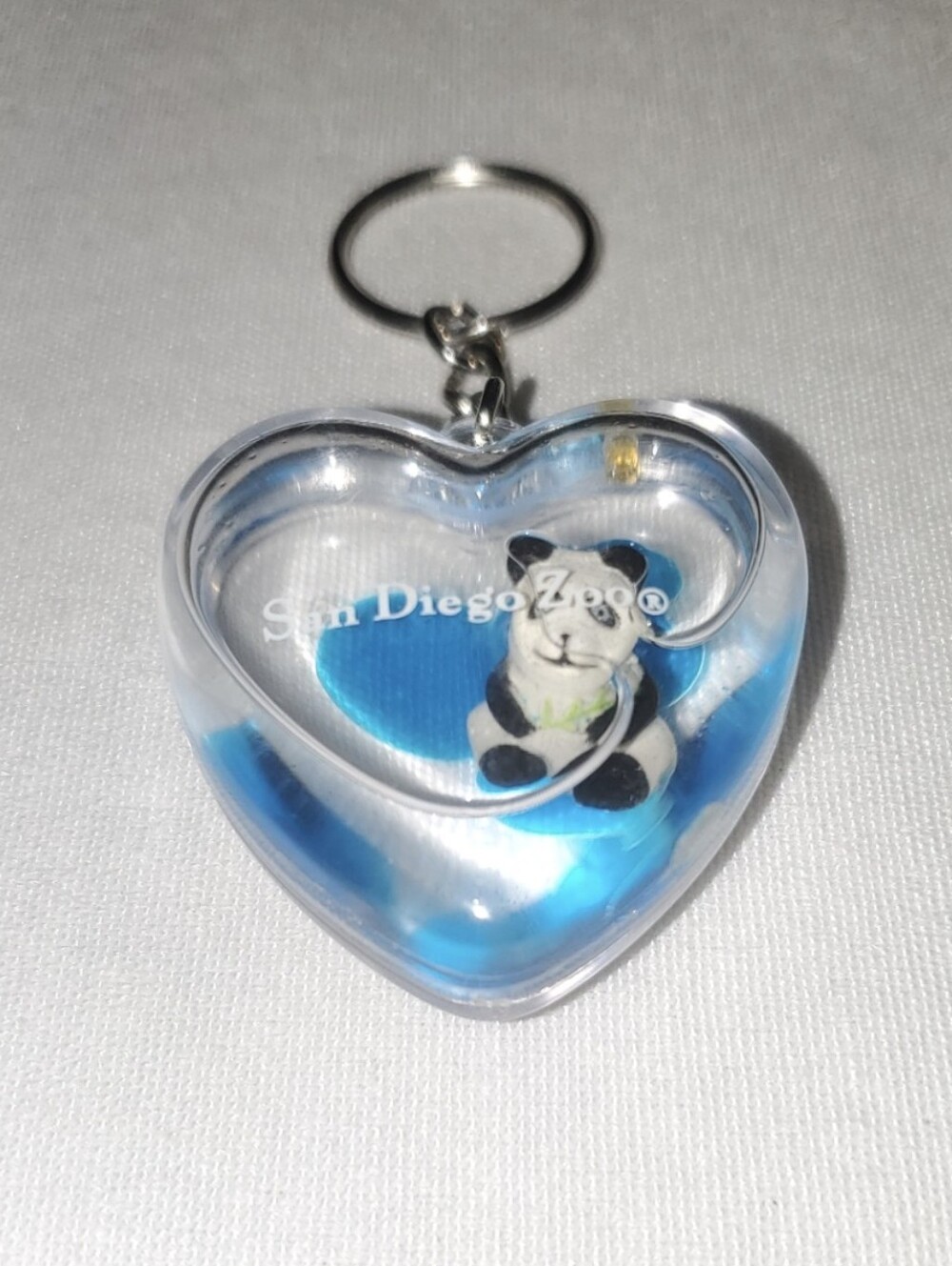 San Diego Zoo Keychain Panda Keychain y2k Vintage Keychain Blue Heart Keychain